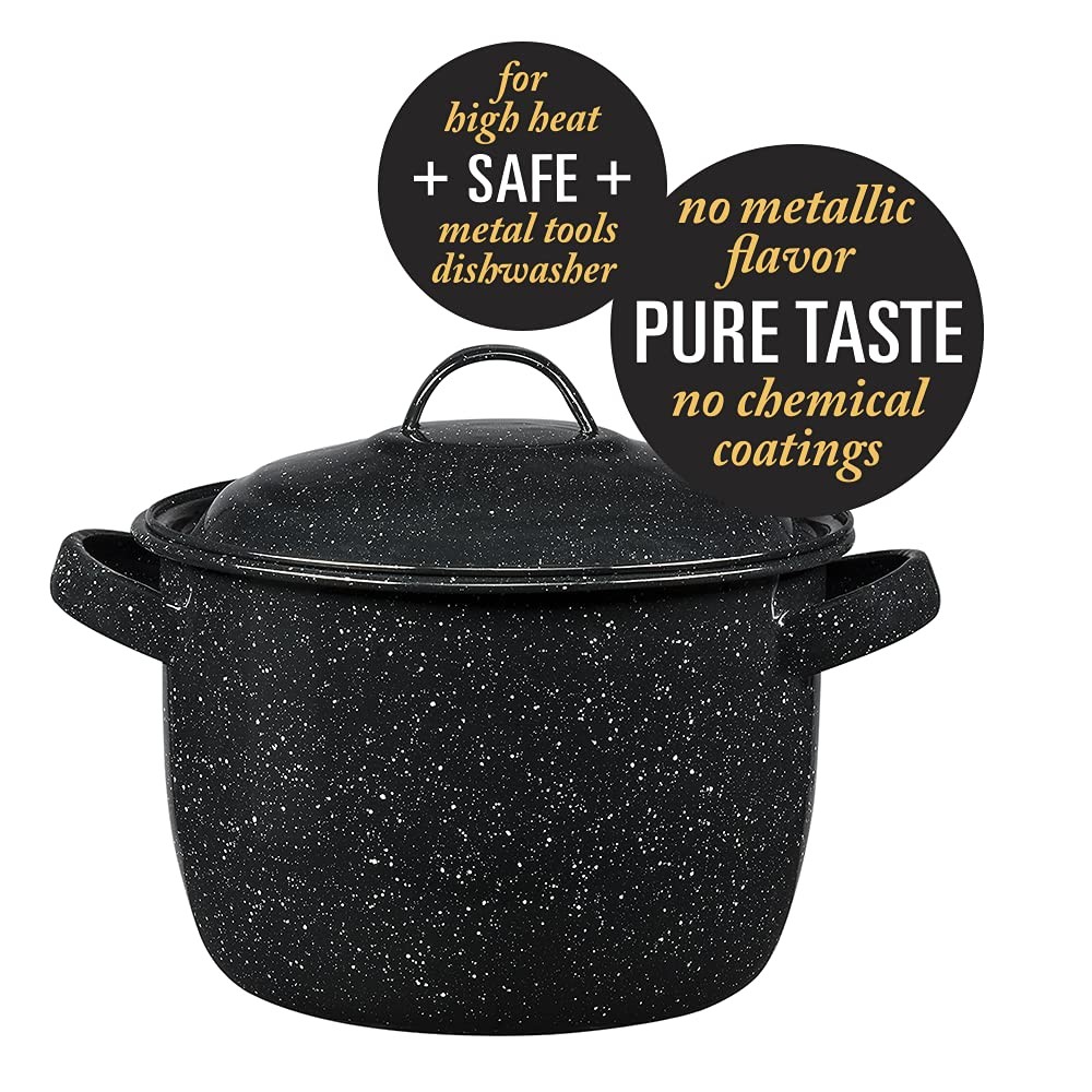 Granite Ware 4-Quart Bean Pot – Porcelain Enamel on Steel (Speckled Black)