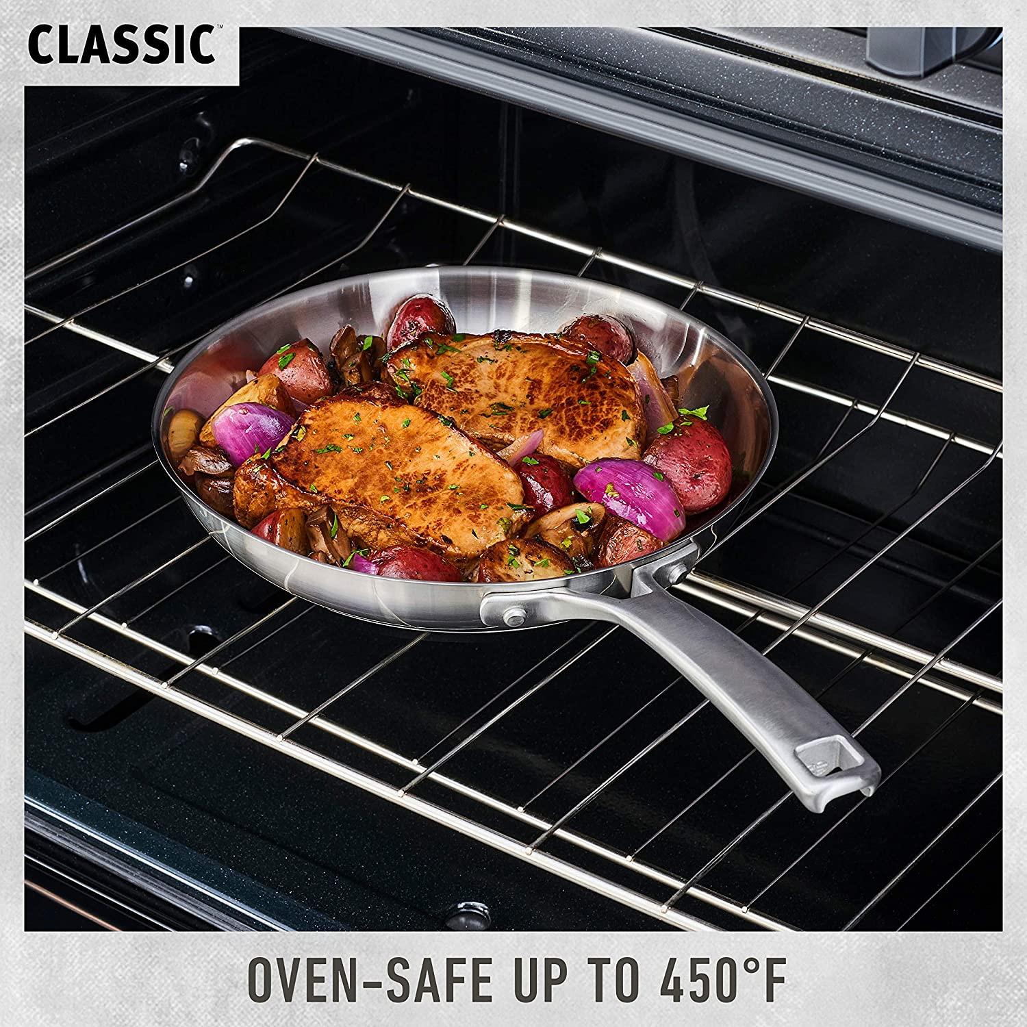Classic Stainless Steel Cookware Set, 10-Piece, Impact-Bonded Aluminum Base, Sta