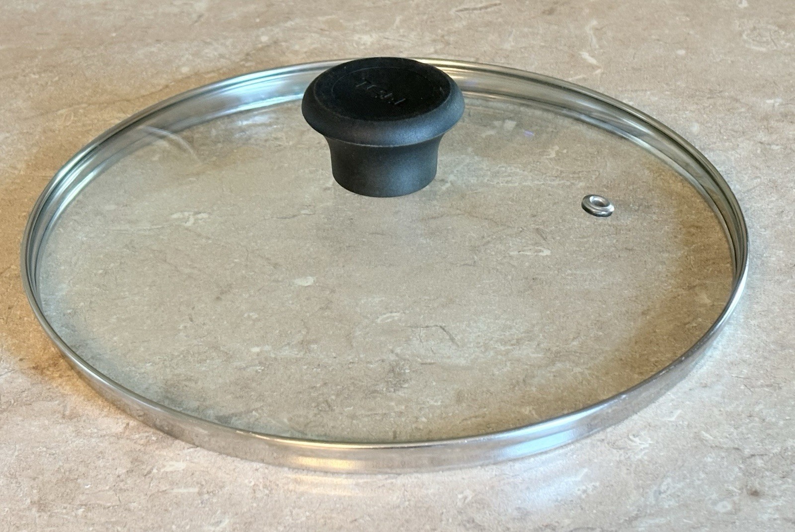Tfal Replacement Glass Lid Vented Inner Lip 9 1/4″ Outer 9 3/4″ Black Domed Knob