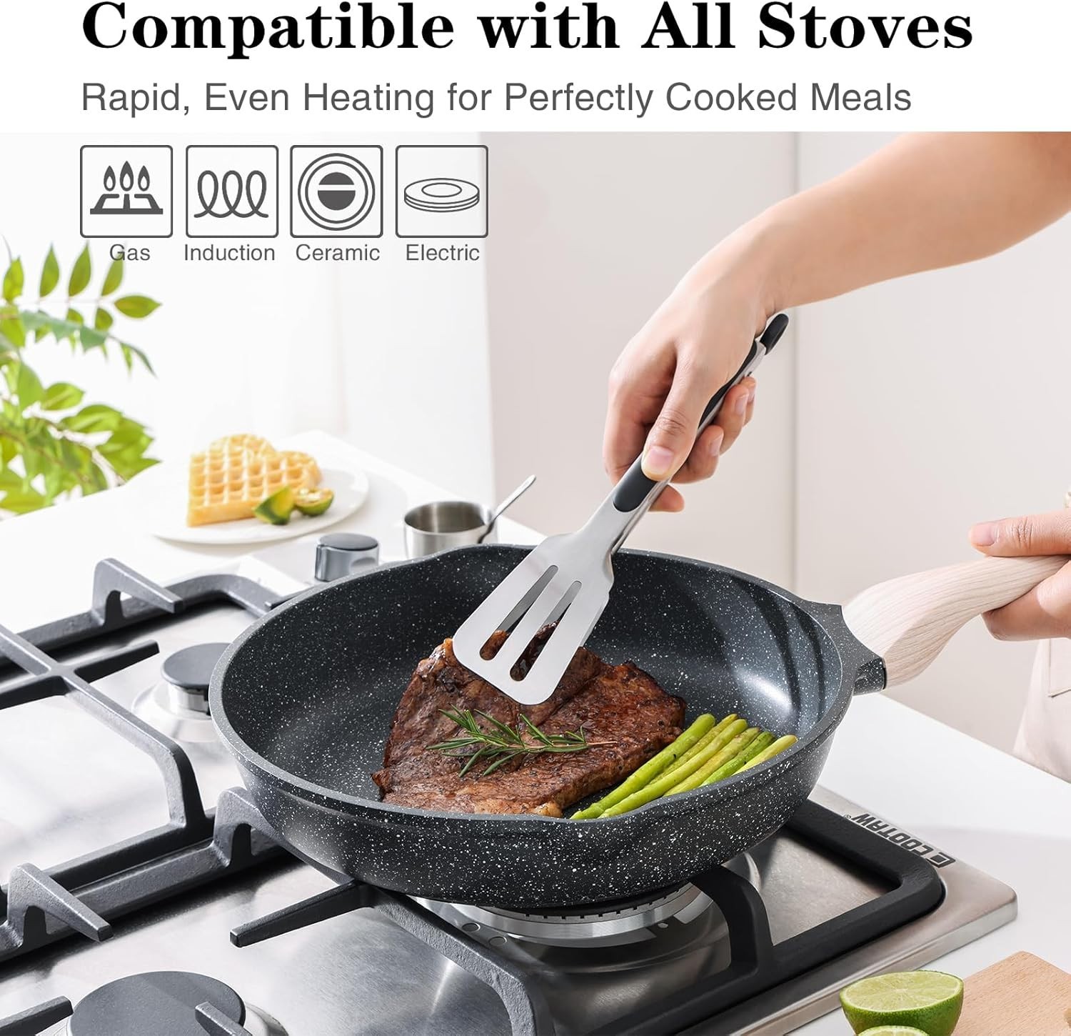 Granite Nonstick Skillet 12.5 Inch – Versatile Induction-Compatible Cooking Pan