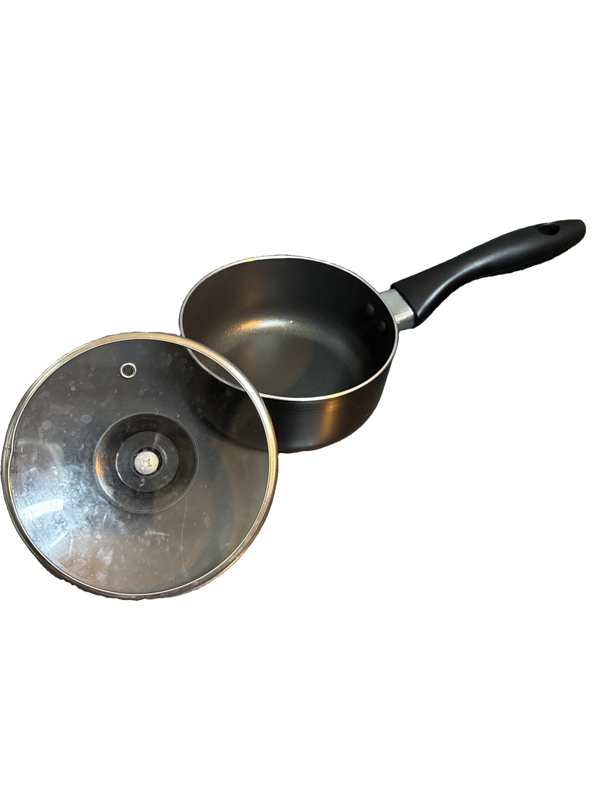 Gibson Home Piece Aluminum Black Nonstick Pot Vented Lid Cookware Set 7”Lx6”Wx3”