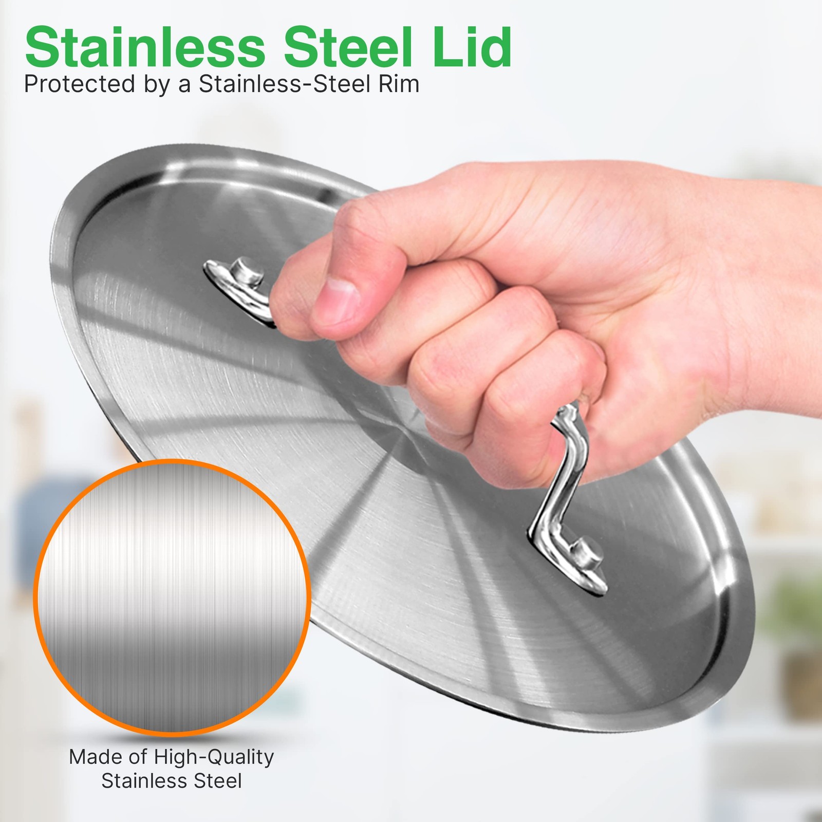NutriChef Stockpot Lid NCSPT5Q One Size Stainless Steel Cookware Cover