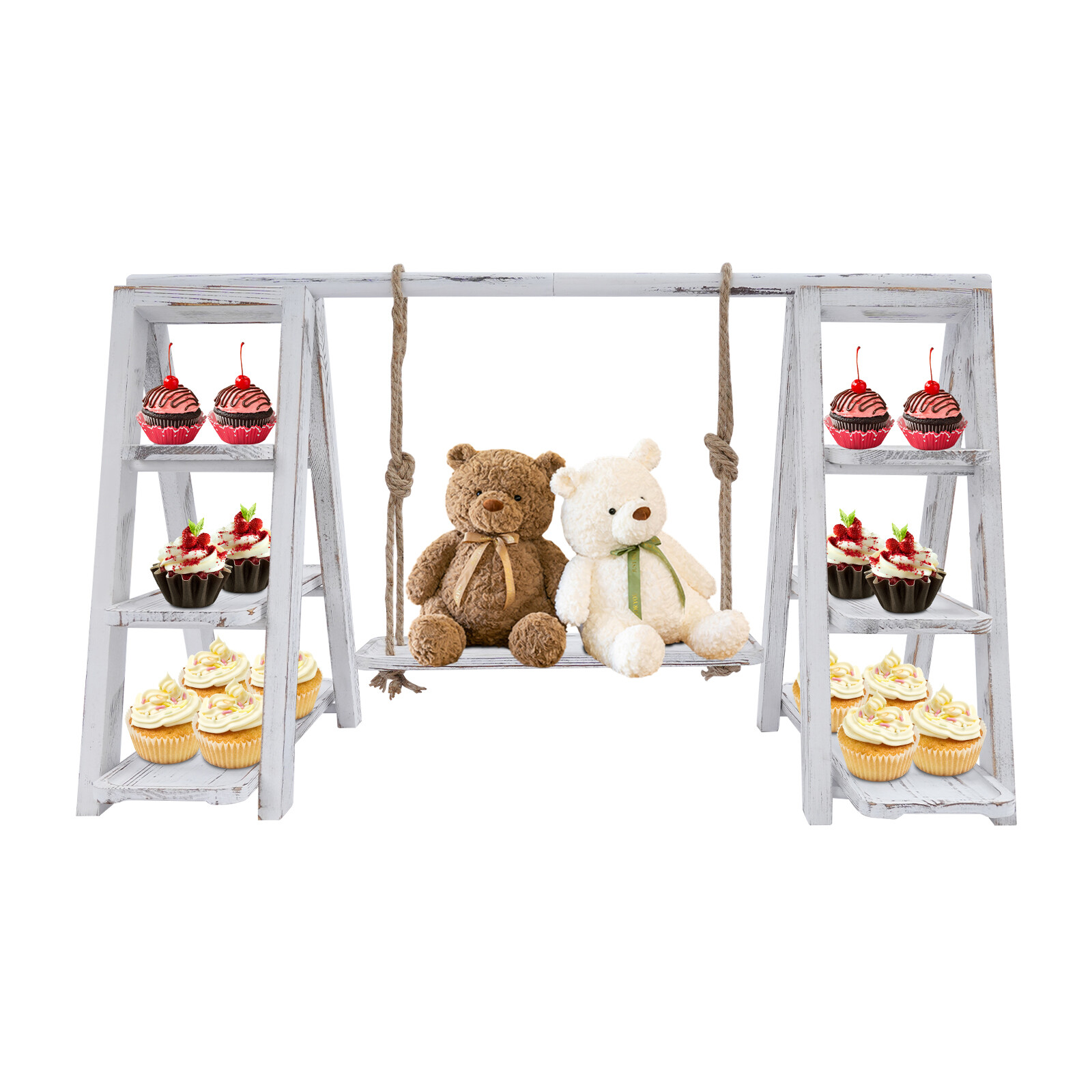 3 Tier Cupcake Stand Table Display Set With Removable Trays Serving Ladder Stand