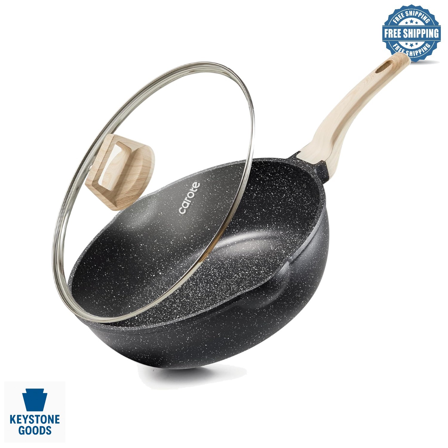 12-Inch Nonstick Deep Frying Pan with Lid, 5.5 Qt Jumbo Saute Pan, Induction …