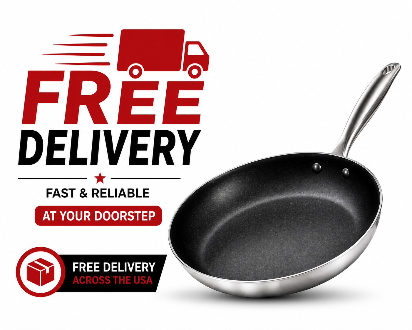 12 Inch Nonstick Frying Pan Aluminum Alloy Stainless Steel Steak Skillet
