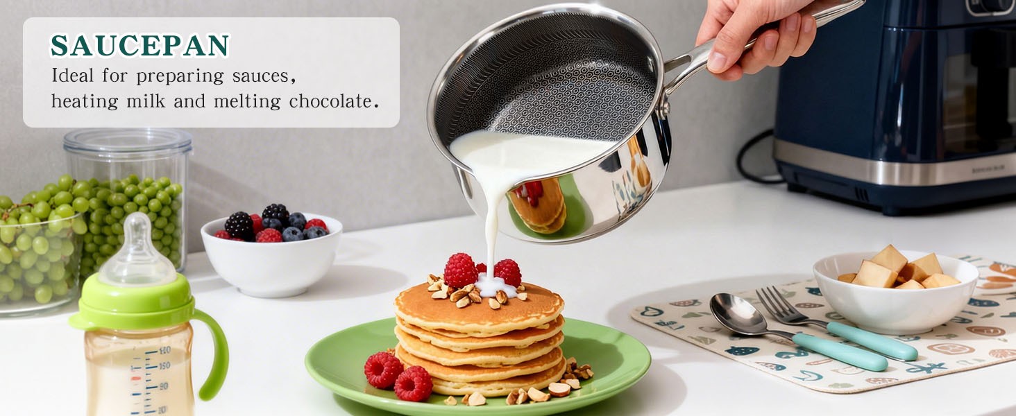 14-Piece Hybrid Stainless Steel Cookware Set, Pots and Pans Set with 3 Silicone
