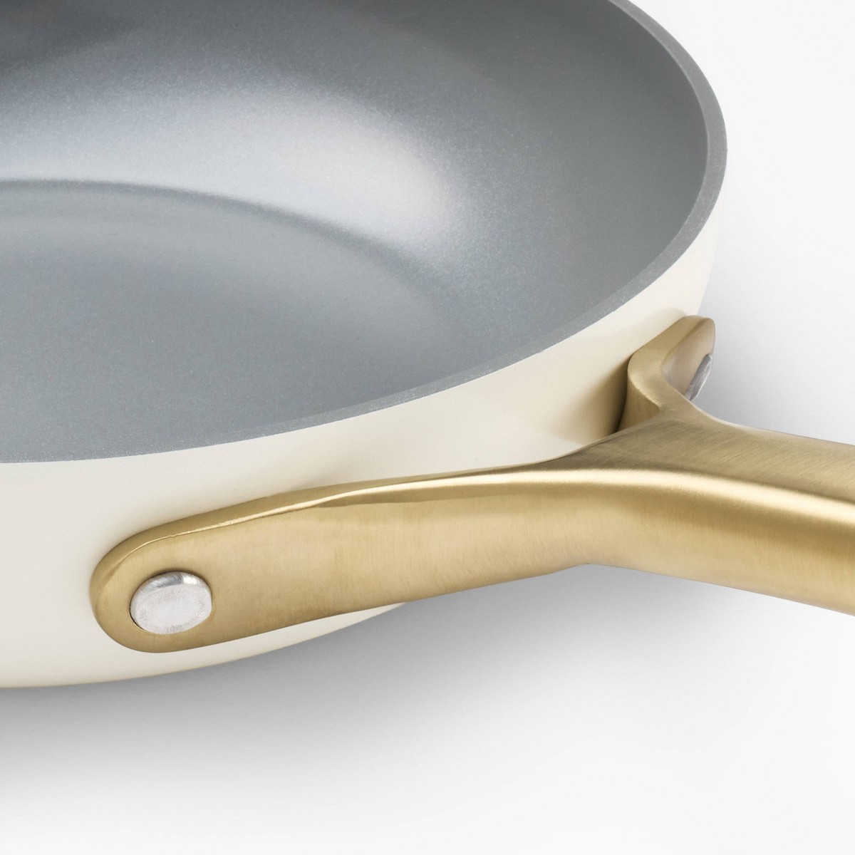 8″ Nonstick Ceramic Coated Aluminum Frying Pan With Champagne Handle Cream