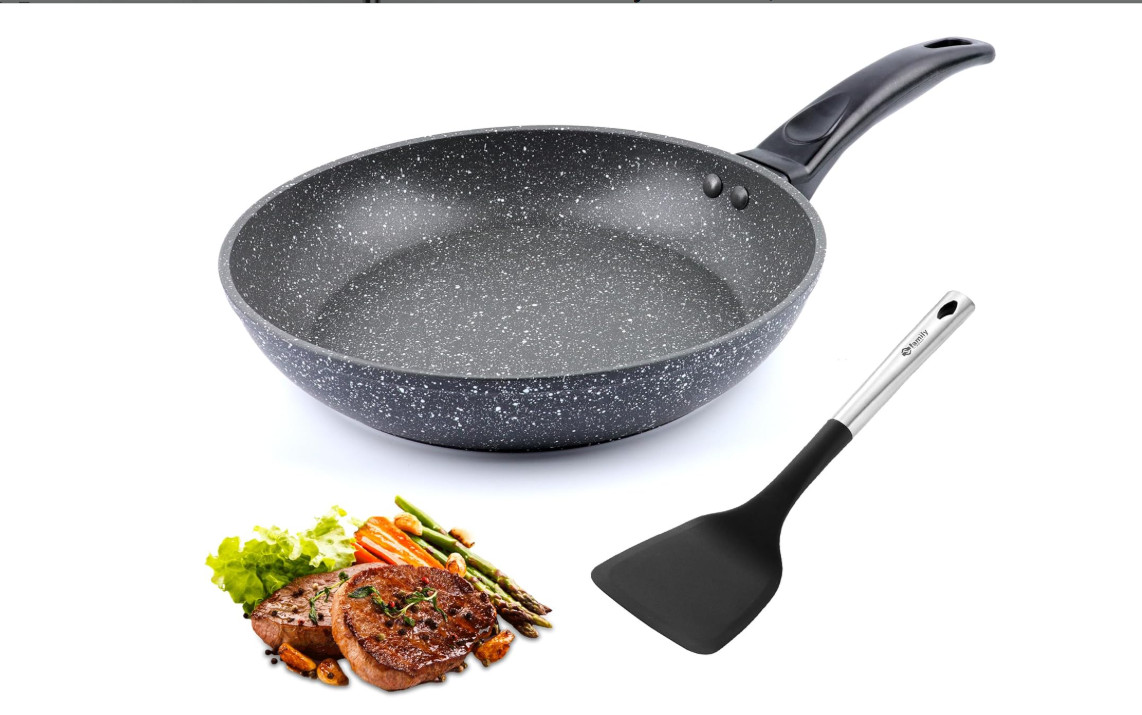 Non-stick Aluminium Frying Pan 20 cm Cast Iron + Nylon Spatula (34.5 x9.5 cm)