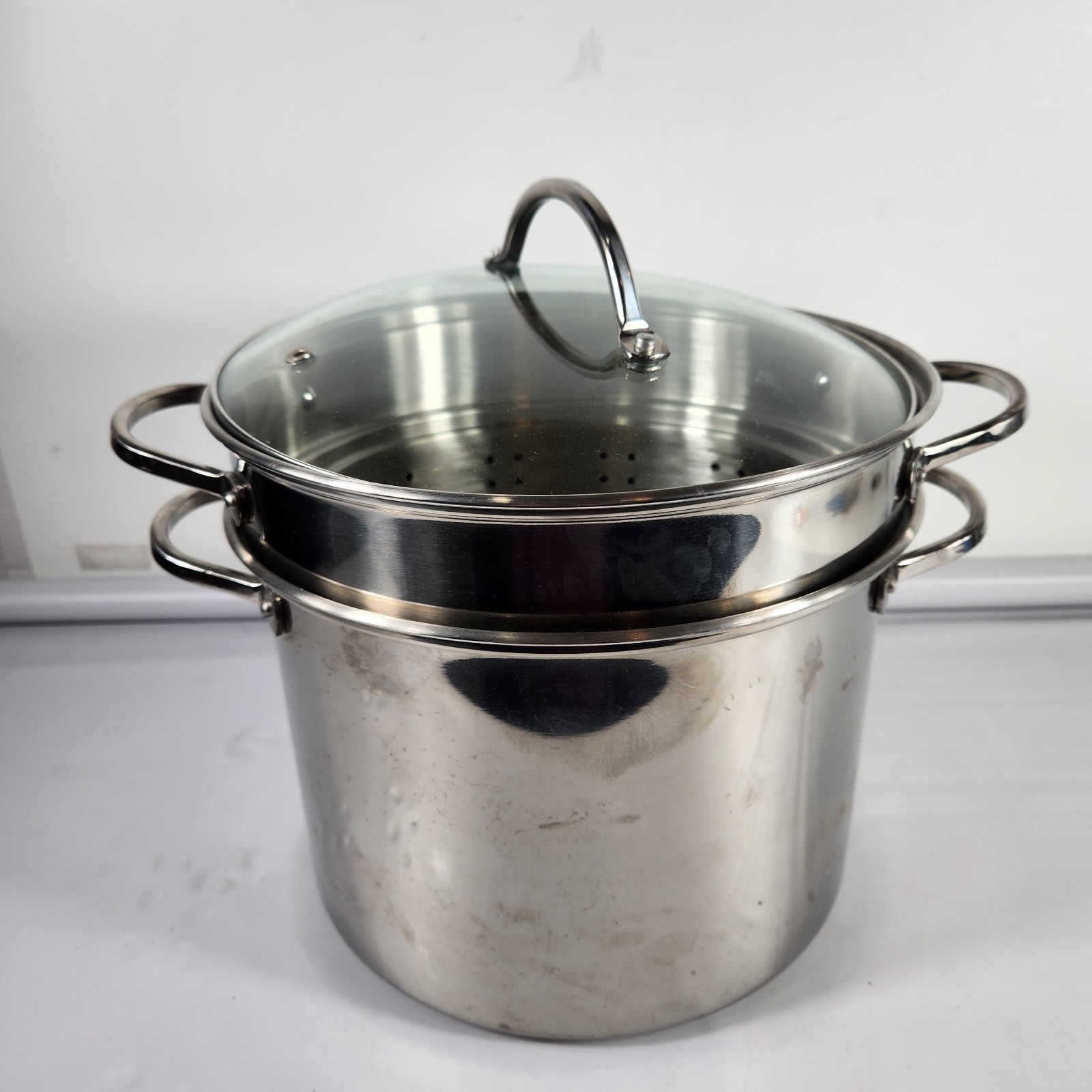Vtg RSVP International Stainless Steel 8 qt Stockpot Strainer Insert Vented Lid