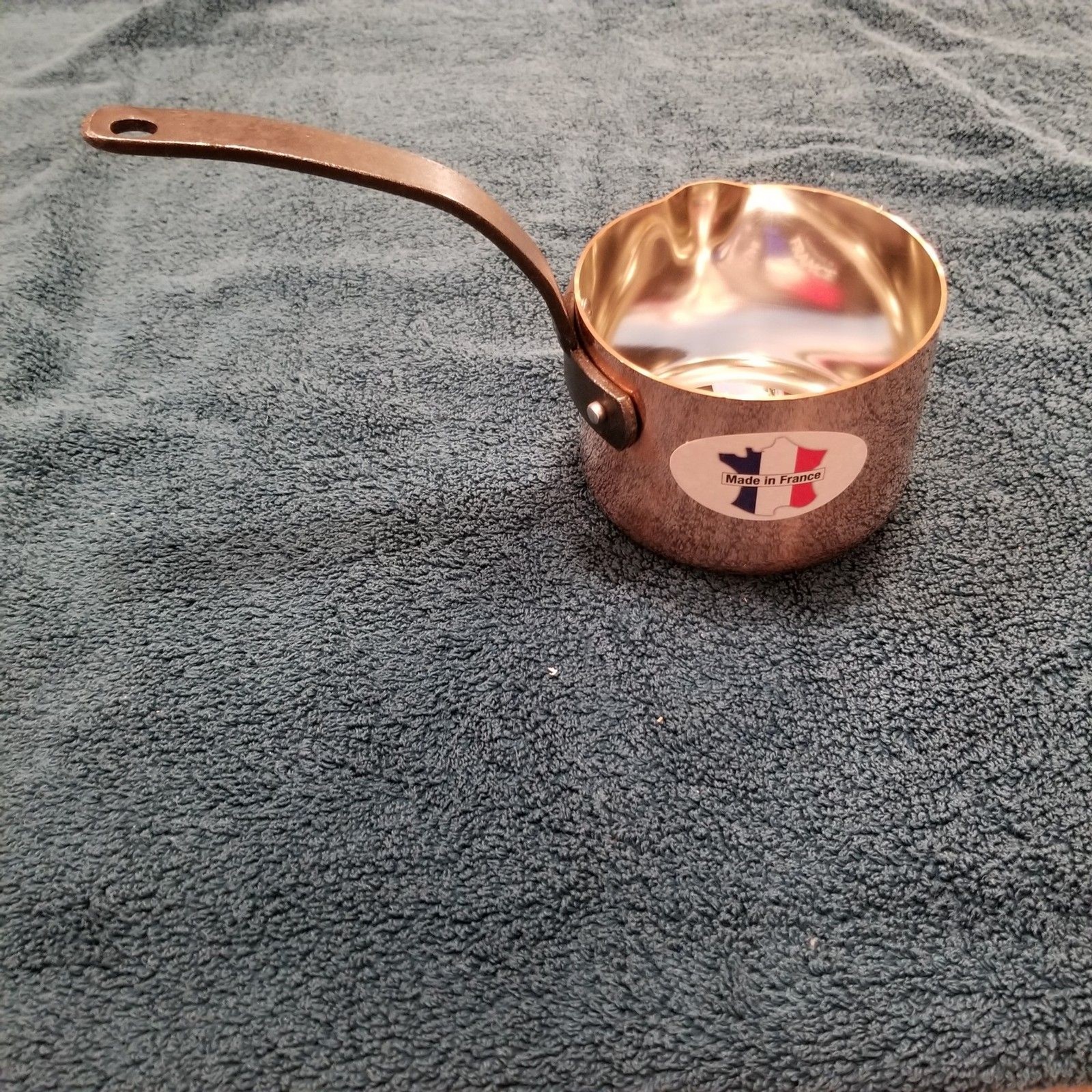 Baumalu copper pan 4 1/4″ with cast iron handle new made in France tin lined