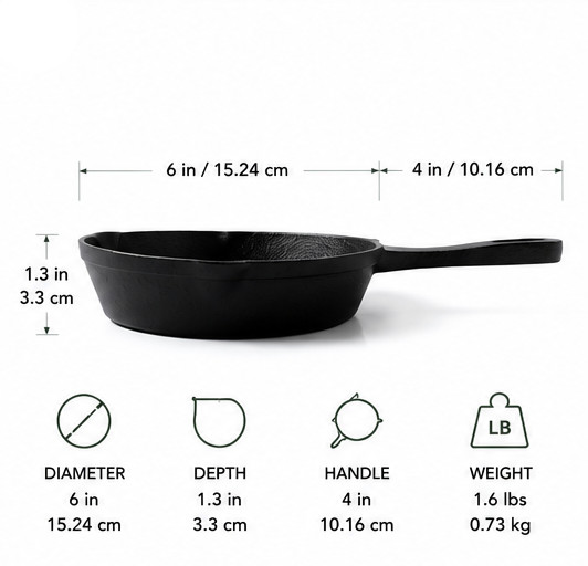 HAWOK Cast Iron Skillet Pre-Seasoned Frying Pan Dual Pour Spout Camping