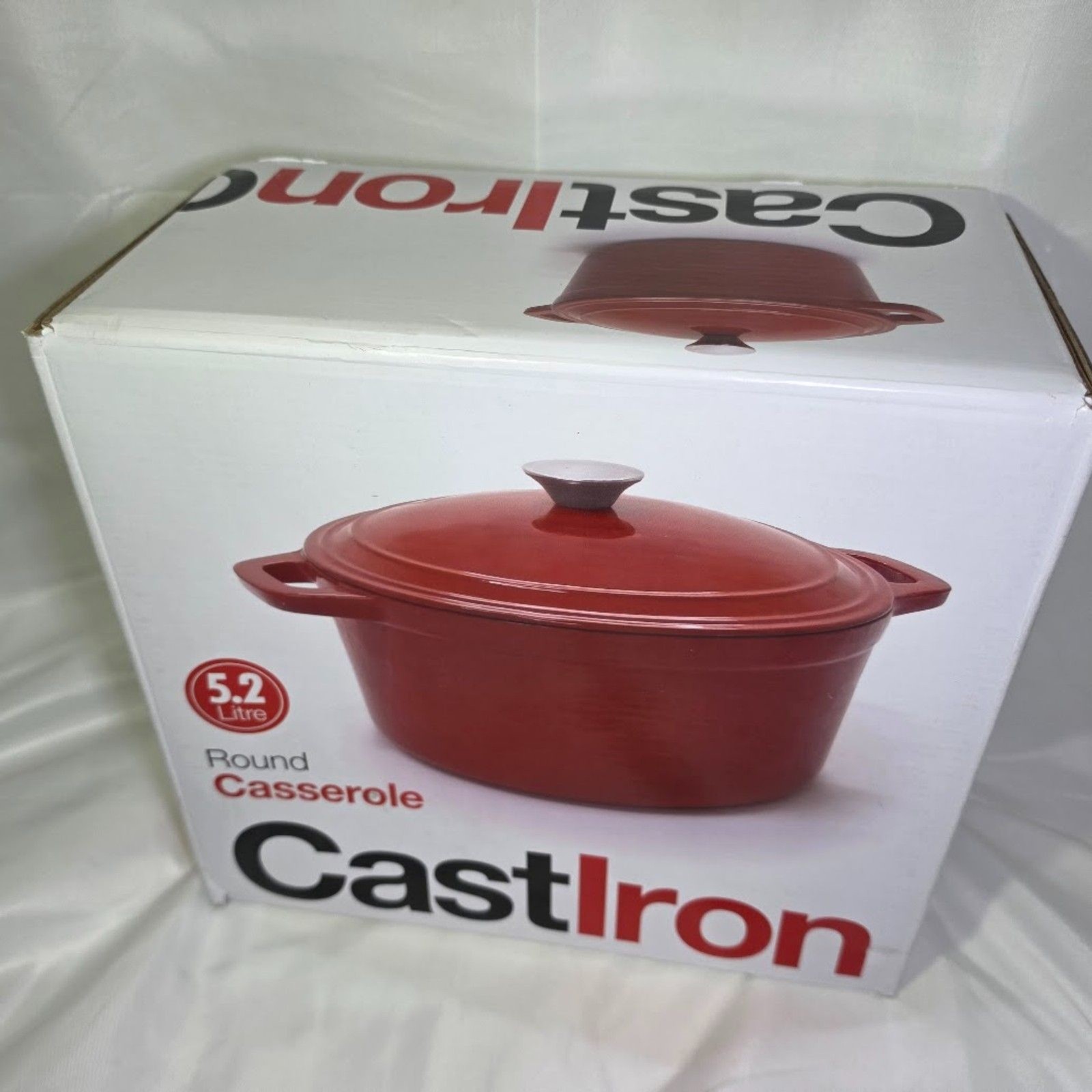 Webb CastIron 5.2L Round Casserole Enameled Cast Iron Dutch Oven Pot Red NIB