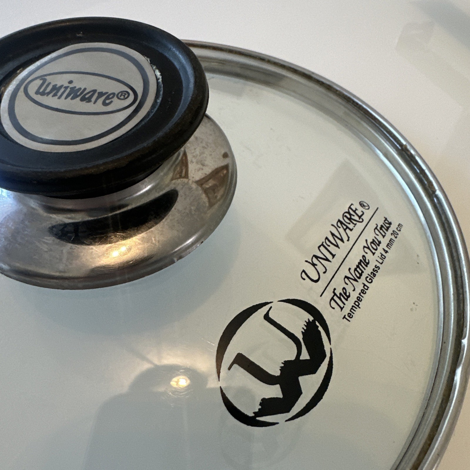 Uniwear Glass pot lid 7 1/2 Vented With Black Knob Replacement Cooking Lid