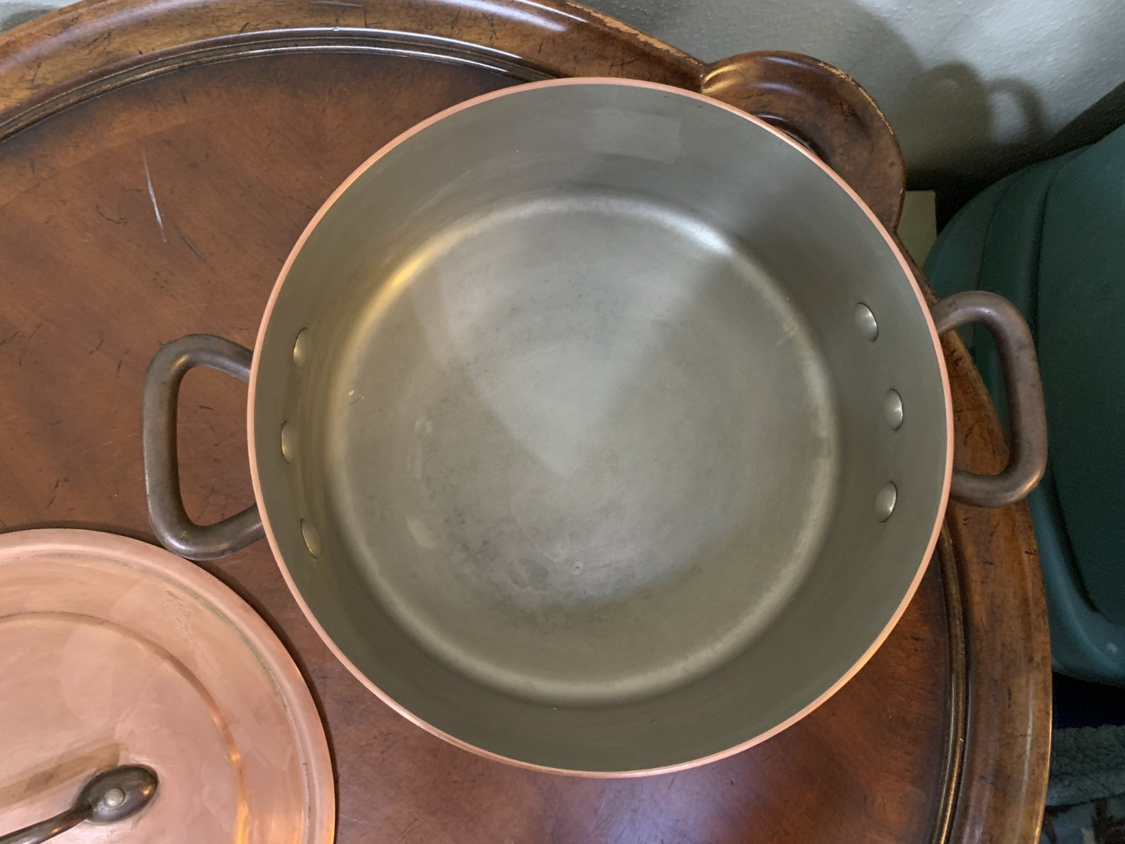 Vintage Solid Copper Dutch Oven Stockpot 8 qt with Lid # 28 Heavy & Sturdy