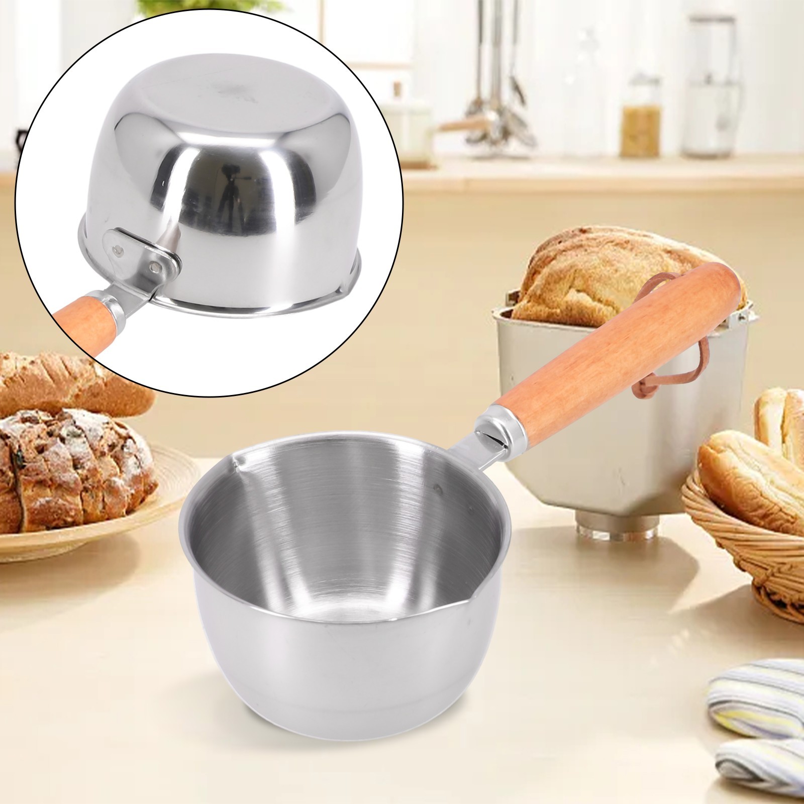 Stainless Steel Mini Milk Pan 150ml Hot Oil Pot Small Butter Melter Saucepan