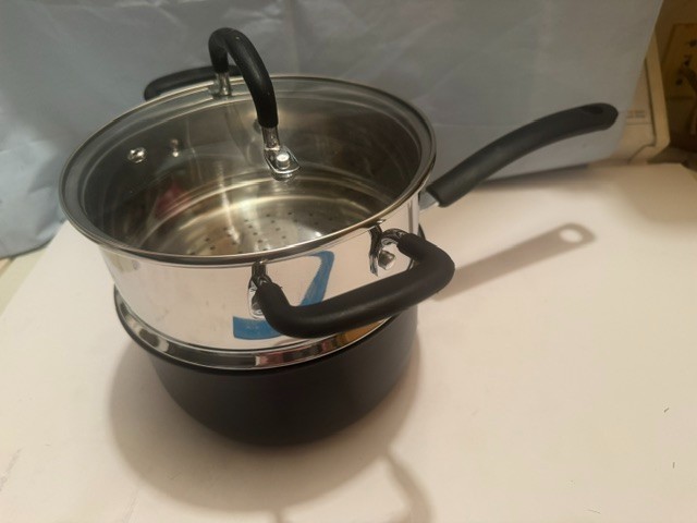NEW T-FAL ULTIMATE Hard Anodized NON STICK 3 QT SAUCEPAN W/ STEAMER / LID