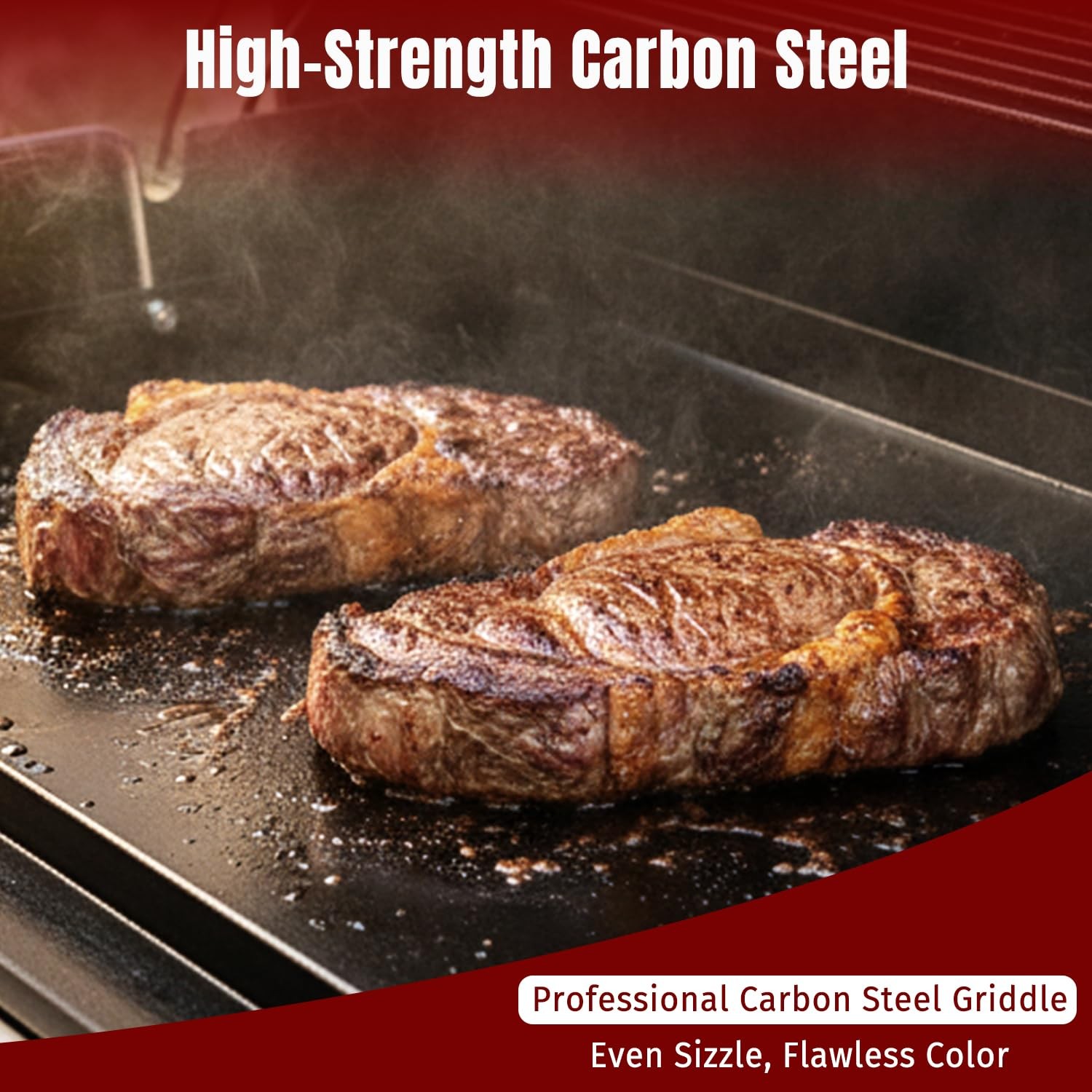 Flat Top Griddle 25″x16″ Carbon Steel Griddle, Nonstick Flat Top for Gas Grill
