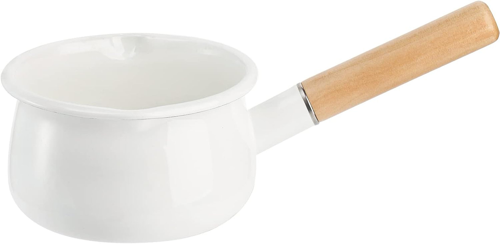 1 Quart Enamel Milk Pan with Dual Pour Spout, Small Enamel on Steel Saucepan Mil