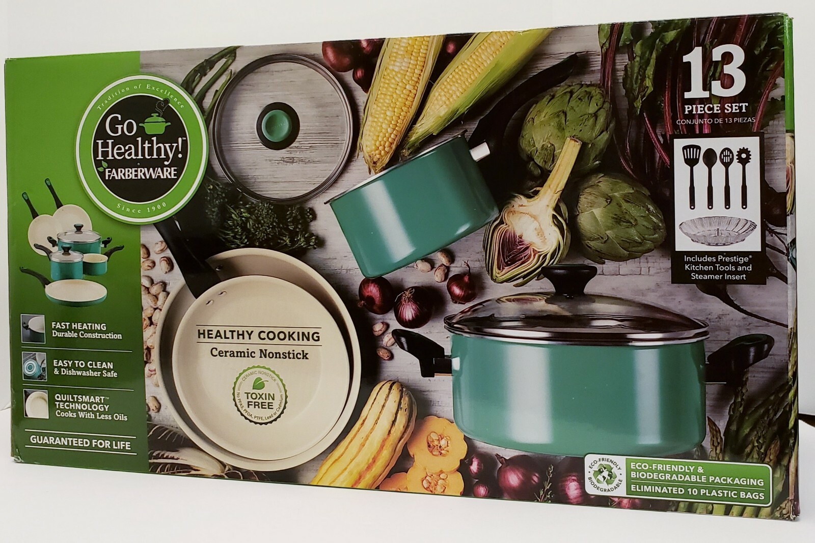 Go Healthy! By Farberware 13 Piece Nonstick Pots And Pans Cookware Set W/ Tools