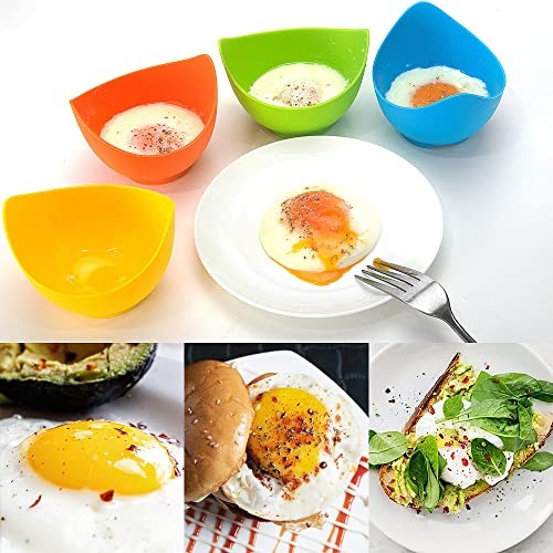 4 Pack Silicone Egg Poacher Cups Nonstick Cooking Molds for Stovetop Air Fryer