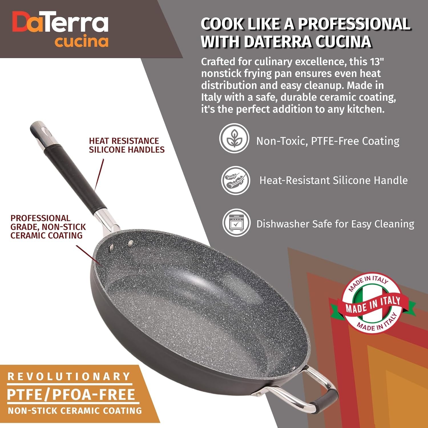 13″ Non-stick Ceramic Frying Pan – Large Nonstick Frying Pan for Cooking – In…