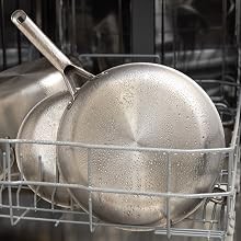 Classic Stainless Steel Cookware Set, 10-Piece, Impact-Bonded Aluminum Base,