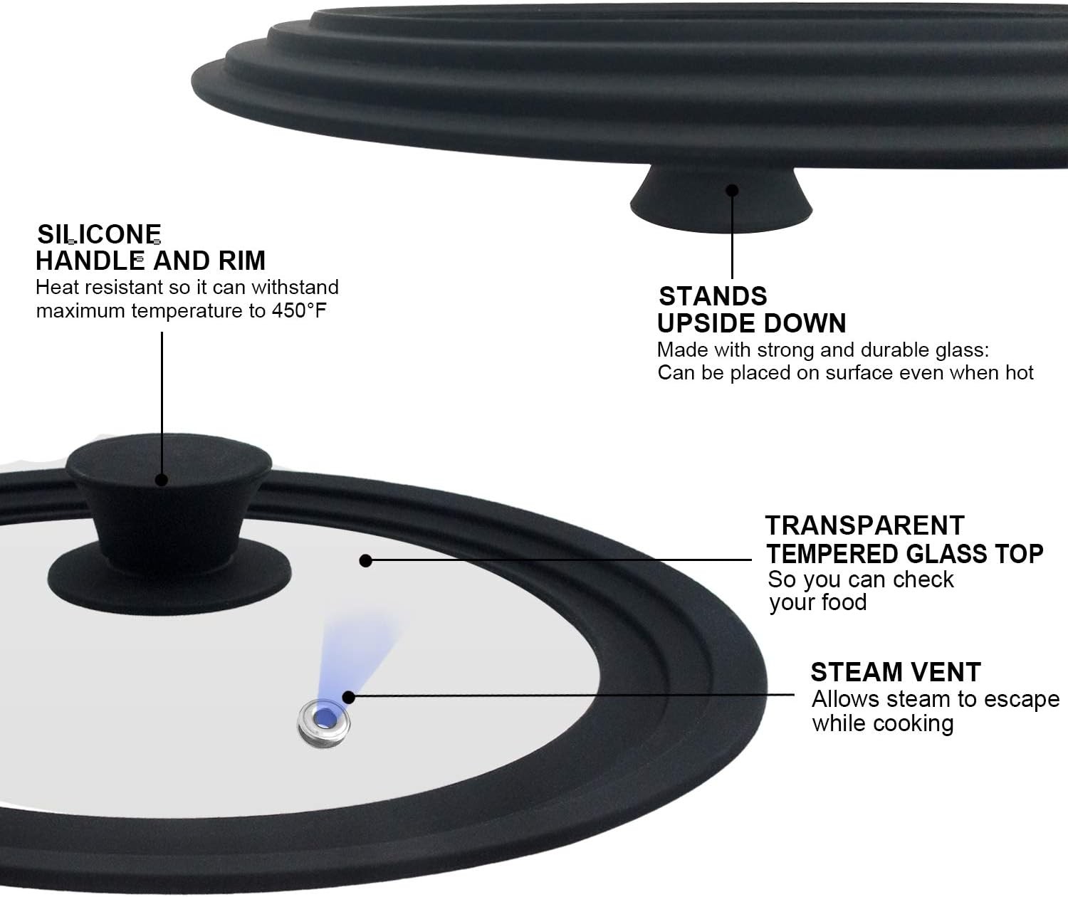Universal Lid for Pots, Pans and Skillets – Tempered Glass with Heat Resistant