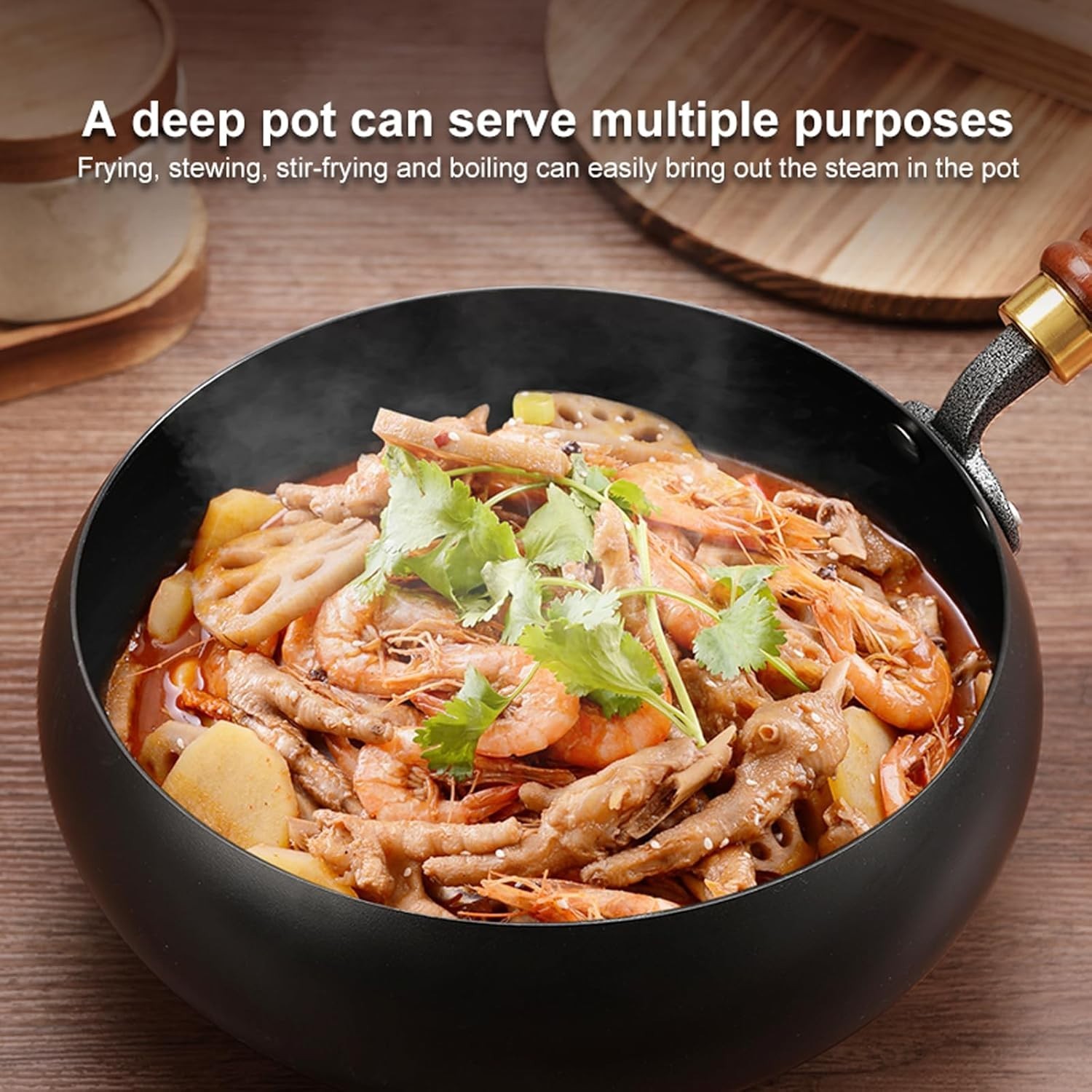 Durable Non-Chemical Coated 10.2 Inch Carbon Steel Wok – Ideal for Stir-Frying