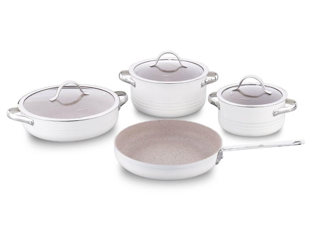 Korkmaz Linea 7 Piece Vanilla Cookware Set A2619-2