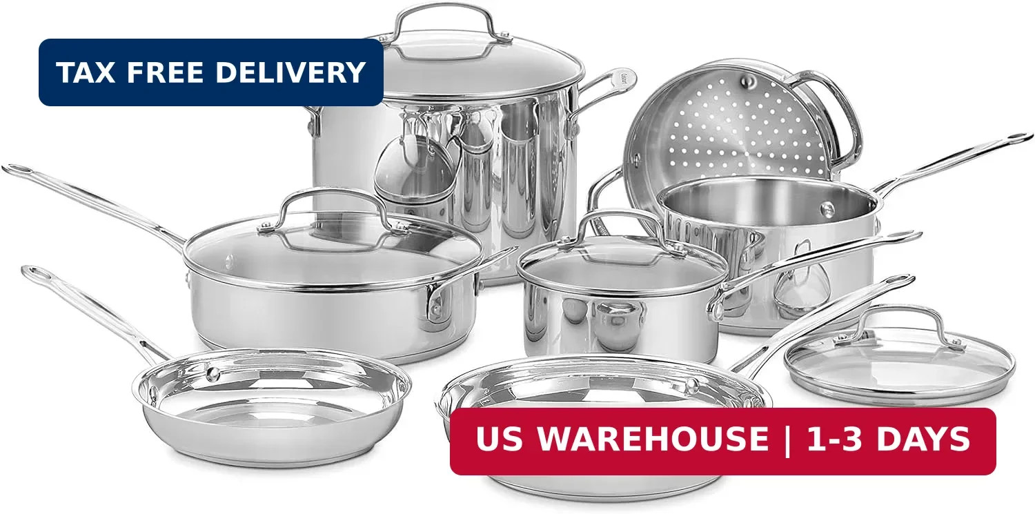 Cuisinart Chef’s Classic 11-Piece Stainless Steel Pots and Pans Set, Cookware Se