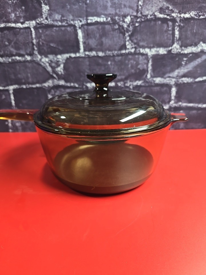 Corning Ware VISION 2.5L AMBER Color Pan With PYREX Lid Perfect USA