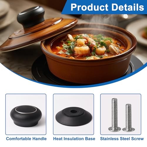 2 Pcs Universal Pot Lid Top Replacement Knob Heat Resistant Pan Holding Handles