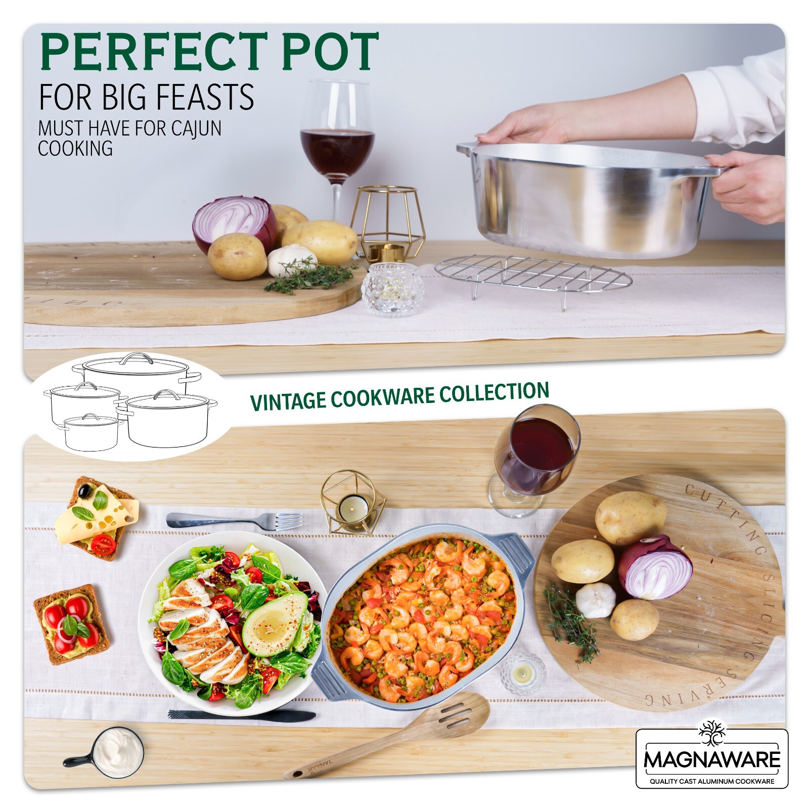 MAGNAWARE Quality Cast Aluminum Oval Dutch Oven – 5 QT 11″ *Like MAGNALITE*