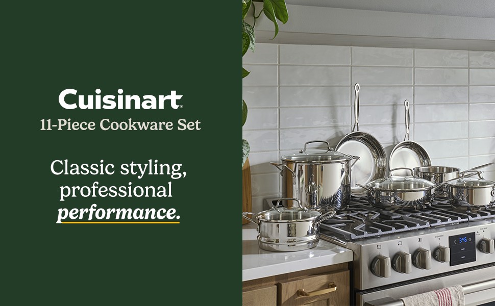 Chef’s Classic 11-Piece Stainless Steel Pots and Pans Set, Cookware Set