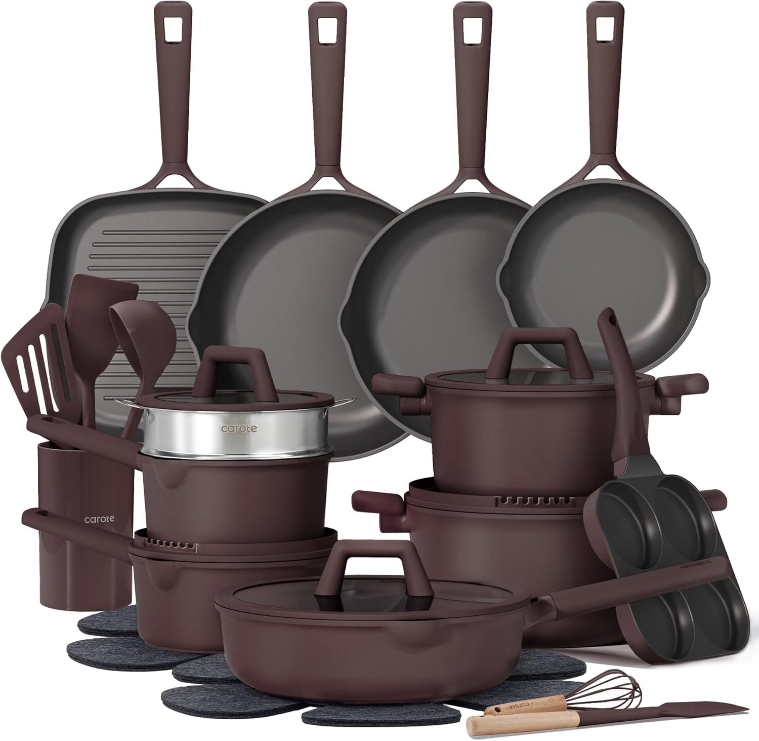 31PCS Pots and Pans Set, Nonstick Cookware Set Kitchen Non Stick Induction Ti…