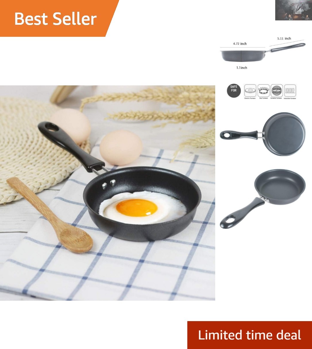 Mini Cast Iron Nonstick Frying Pan – Ideal for Single Servings & Easy Cleanup