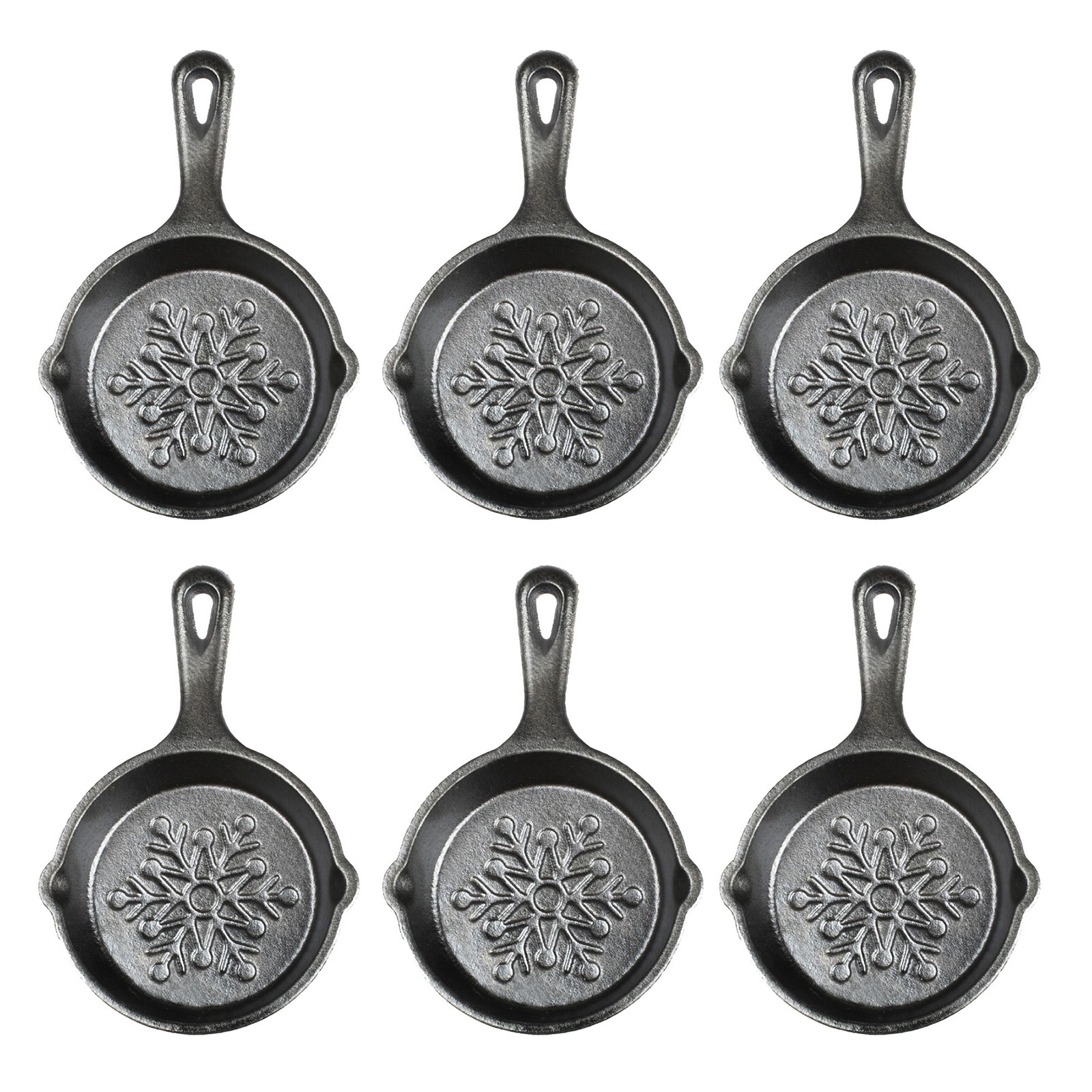Lodge 3.5-Inch Mini Cast Iron Holiday Skillet, Snowflake Imprint, Set of 24