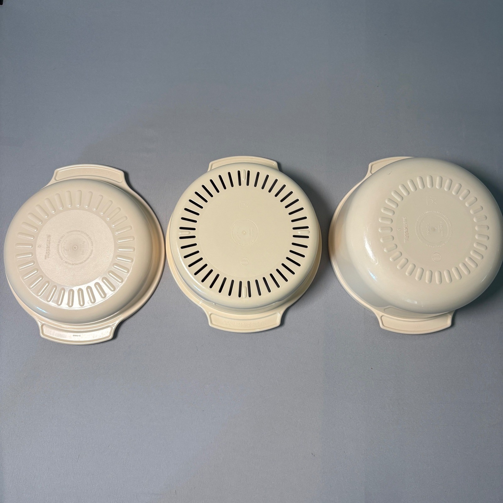 Tupperware Vintage Microwave Steamer 3 Piece Set 3Qt 3L Almond Beige 12oz 340g