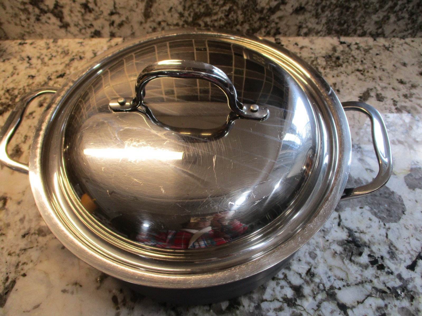Great Calphalon #8785 5 Quart Stock Pot with Lid Hard Andonized Non Stick