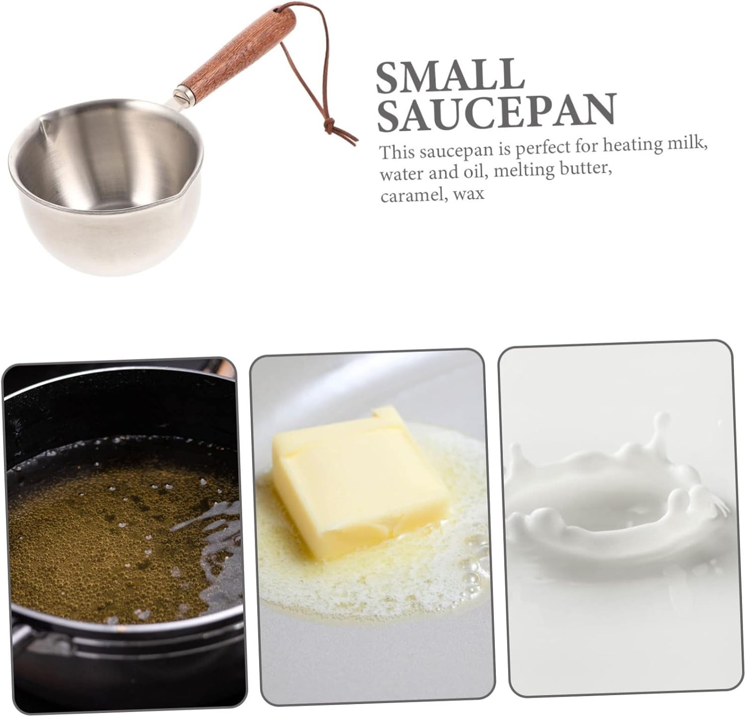 1 Qt Stainless Steel Milk Pot W/ Double Sided Pouring Lips Small Saucepan Stove