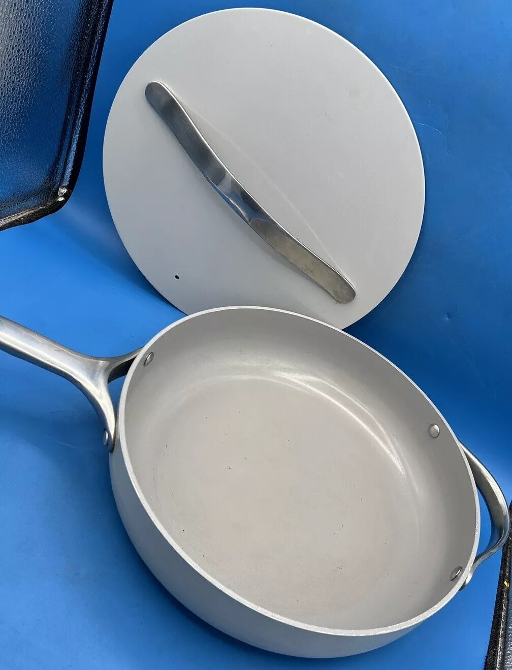 CARAWAY HOME Saute Pans Ceramic Nonstick Round Individual W/Lid Quality Gray 12”