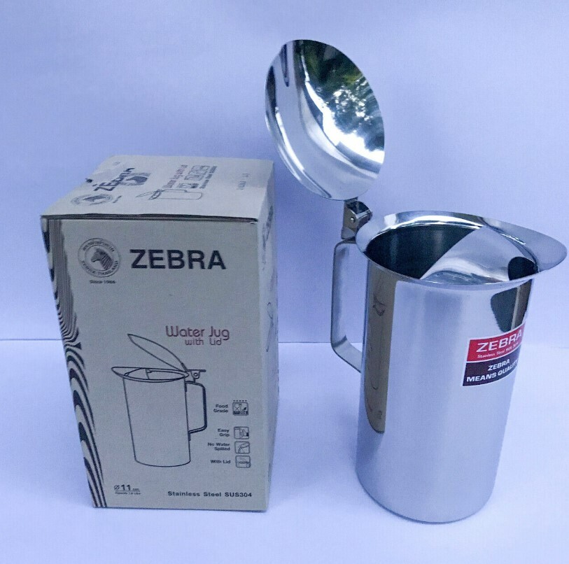 Thai Zebra Brand Water Jug Pouring Mouth with Lid Kitchenware Stainless 11cm