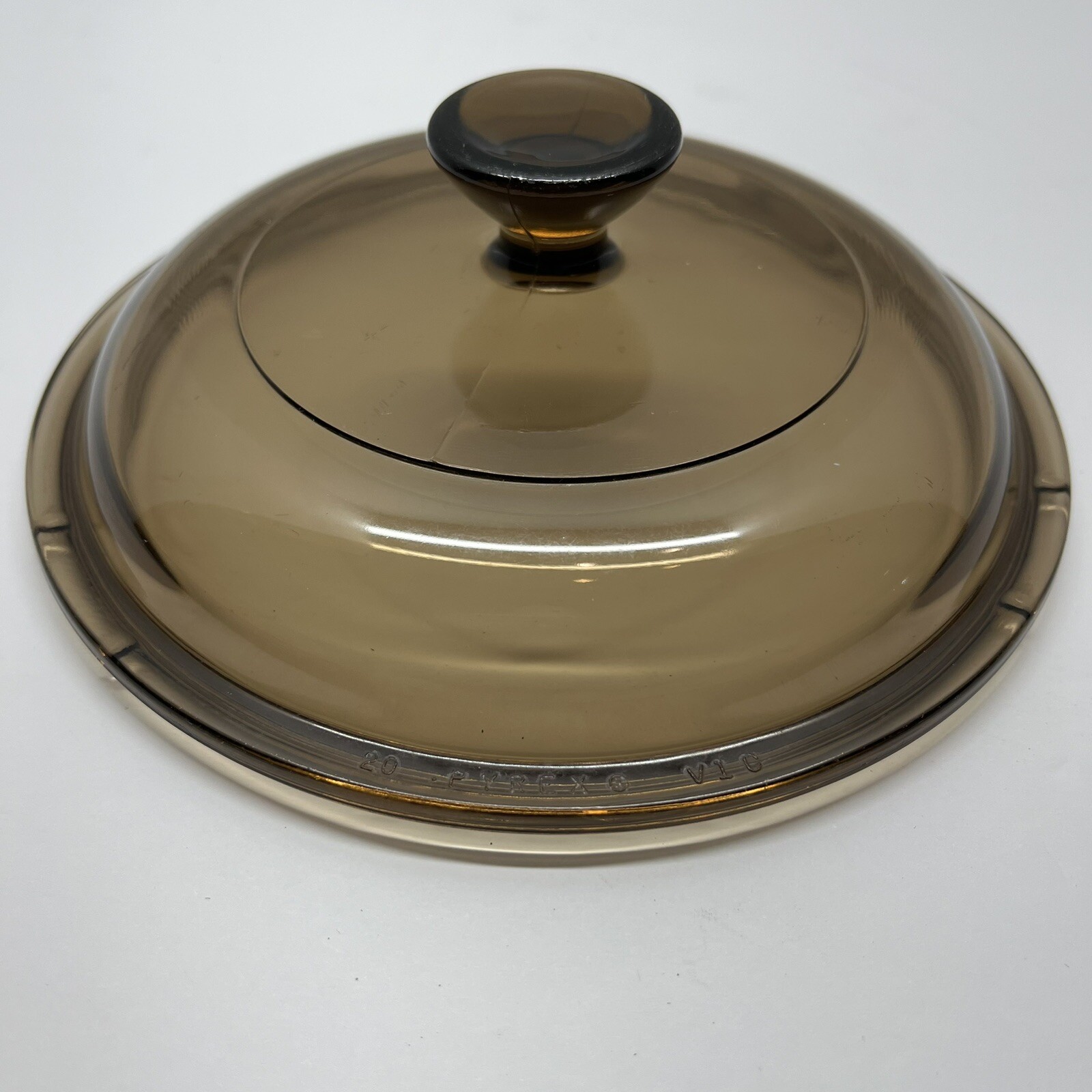 Corning Ware Visions Pyrex Amber Lid 2.0 VLC 5.5 in Inner/6.25 in Outer Vintage