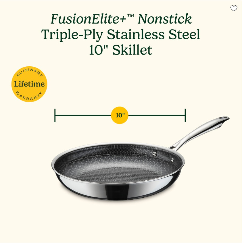 Cuisinart FusionElite+ Hybrid Stainless Steel Ceramic Nonstick Skillet Pan