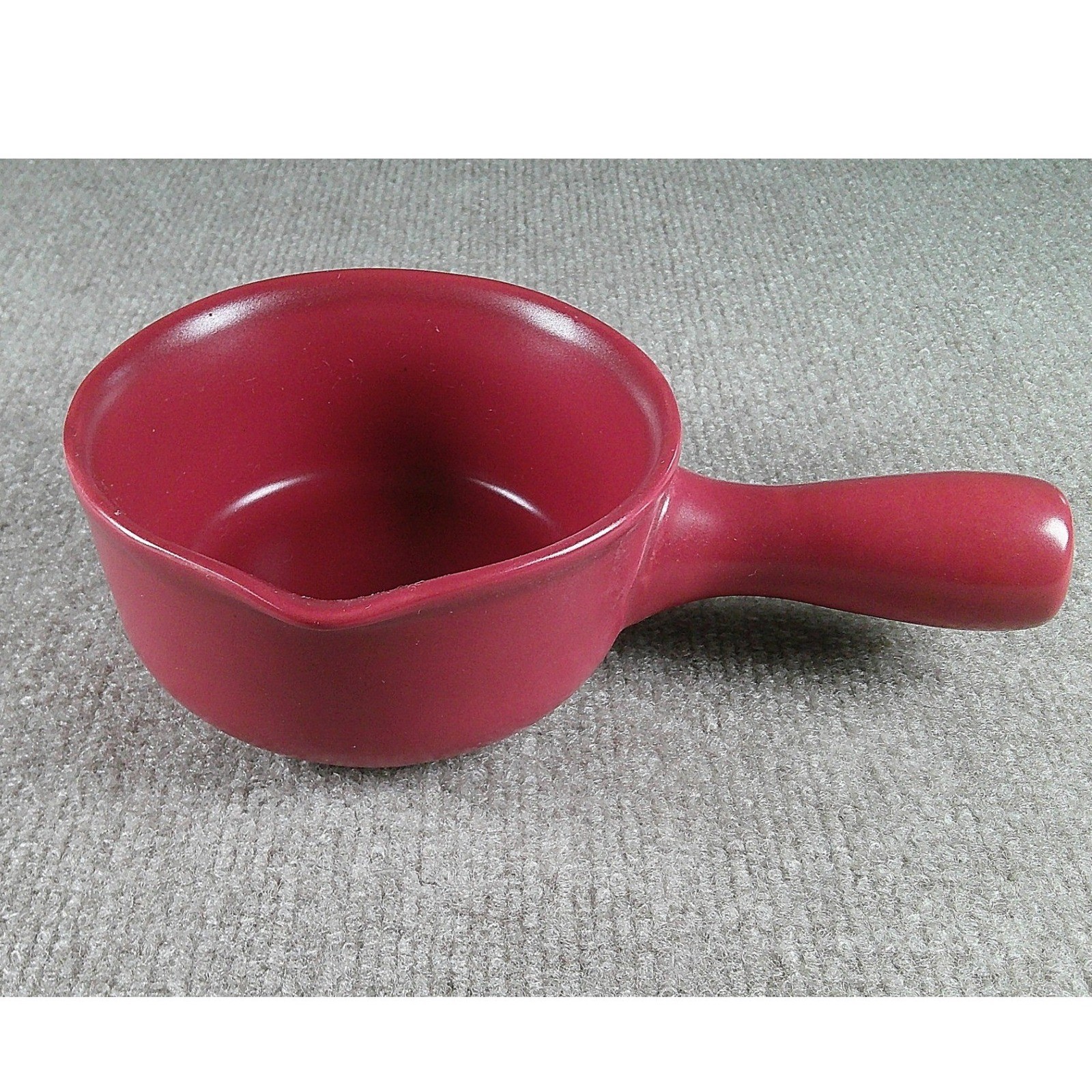 Matte Cranberry Red Ceramic Melting Pot Butter Warmer with Pour Spout Handle