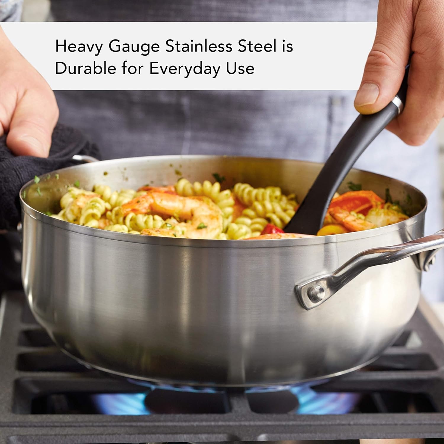 4QT Stainless Steel Induction Casserole Pot with Lid 3 Ply Base