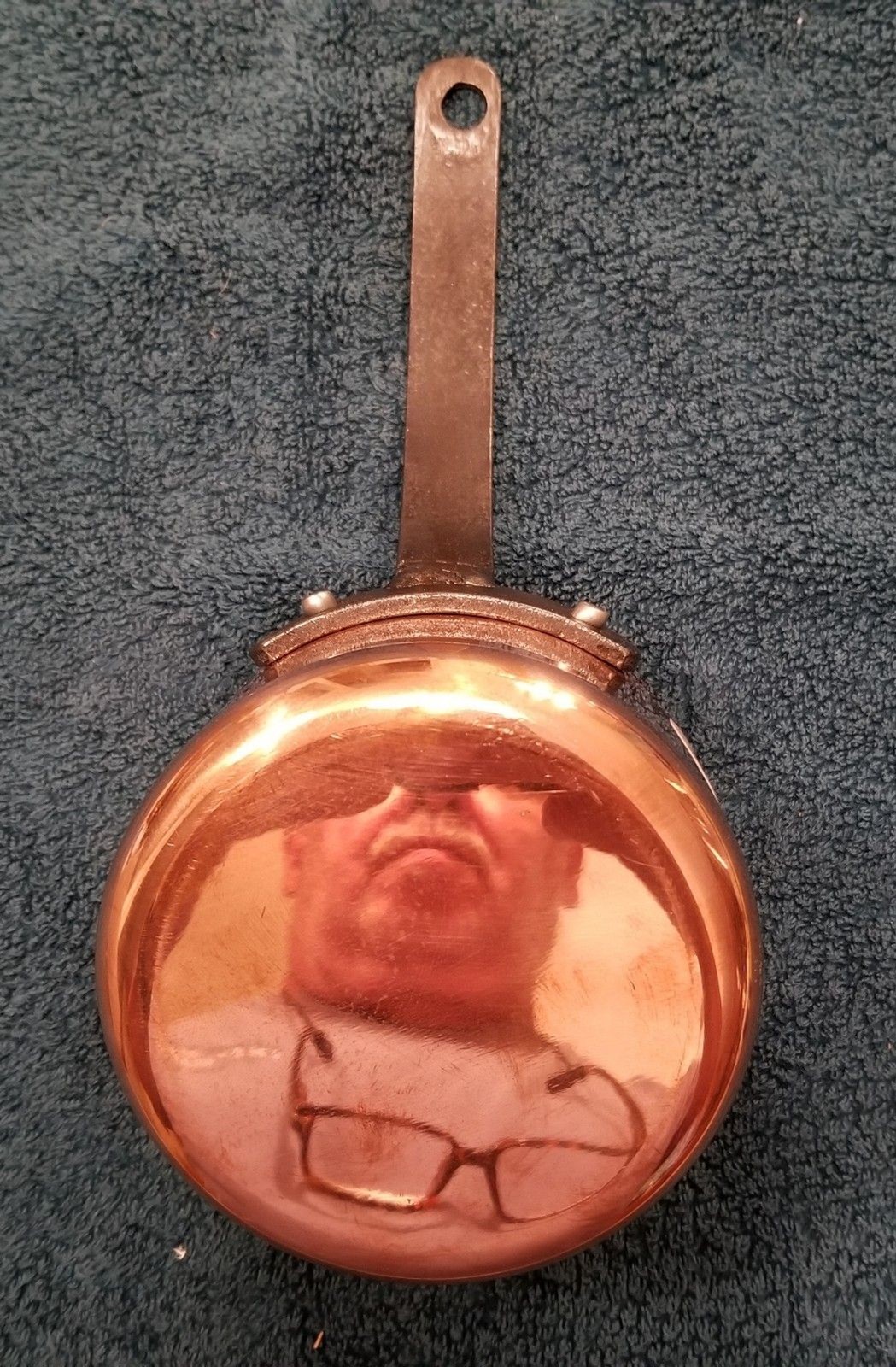 Baumalu copper pan 4 1/4″ with cast iron handle new made in France tin lined