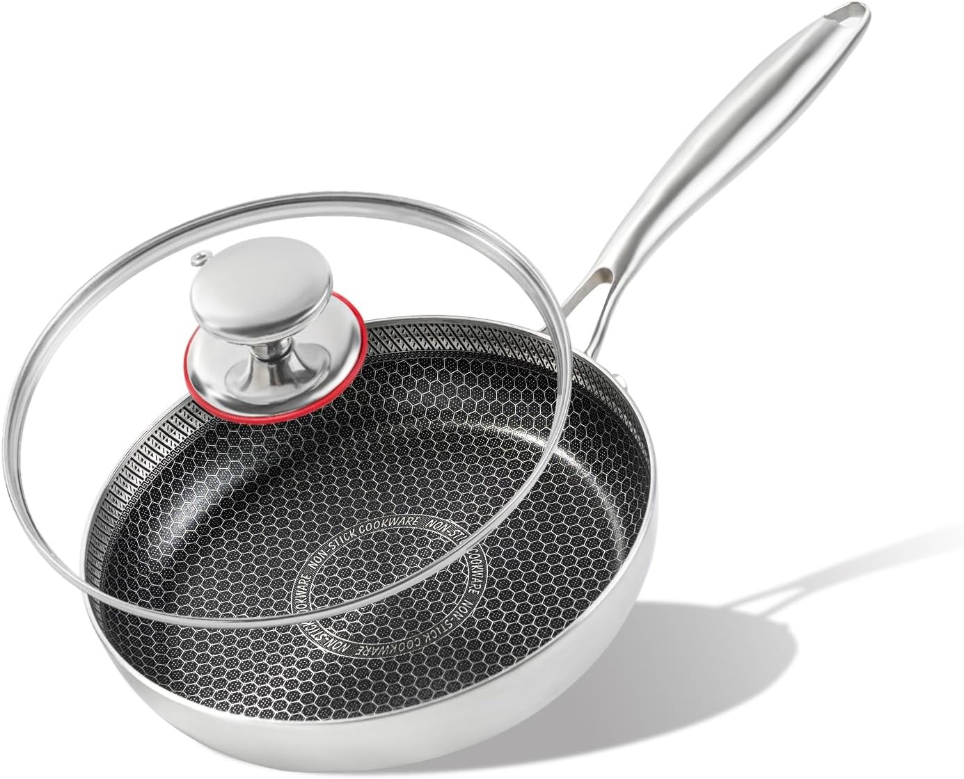 8-Inch Stainless Steel Frying Pan with Lid, Non-Stick Induction Skillet