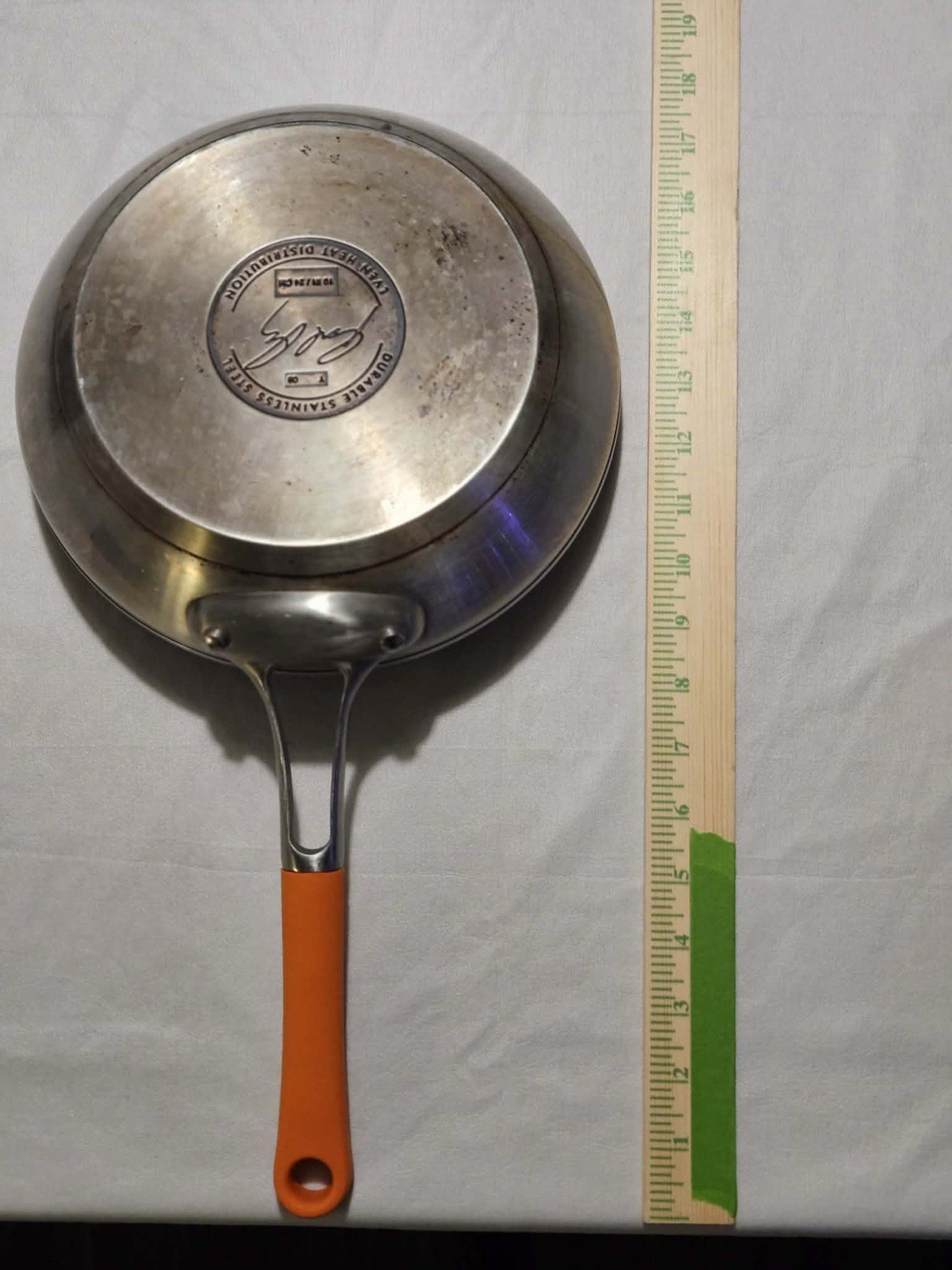 Rachael Ray 10in 24cm Stainless Steel Frying Pan Skillet Orange Handle 2in Deep