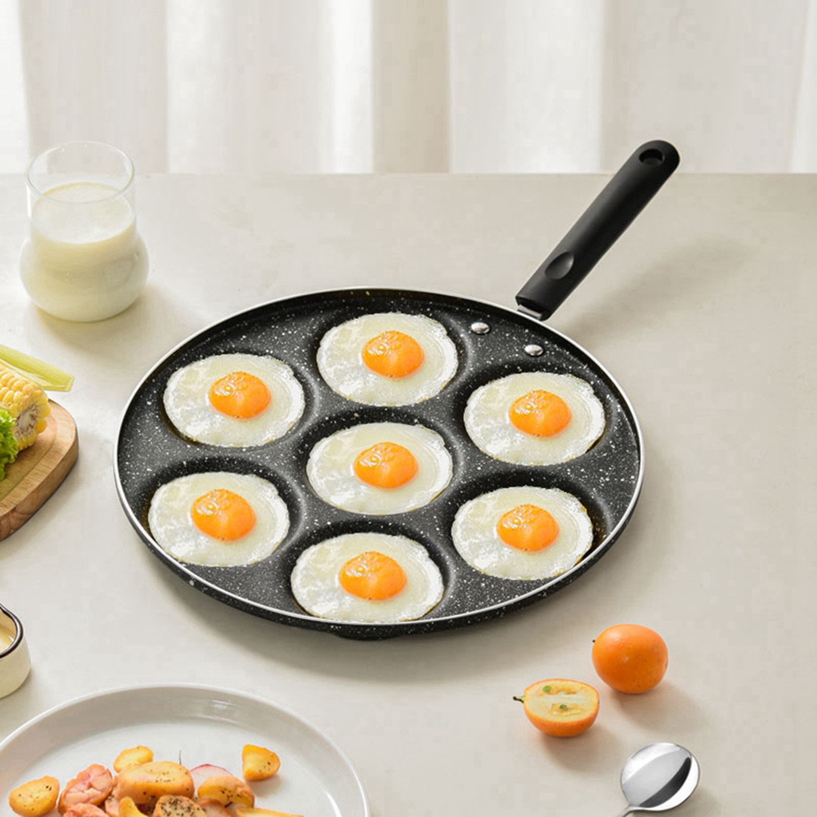 7-Hole Non Stick Cooking Pan For Fried Eggs Burger Mold Kitchen Supplies ZXS